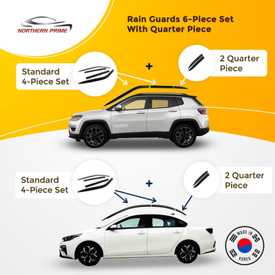 B2860 - Rain Guards for Hyundai Azera 2018-2022 (6PCs) Black Tape-On Style - northernprimesupply
