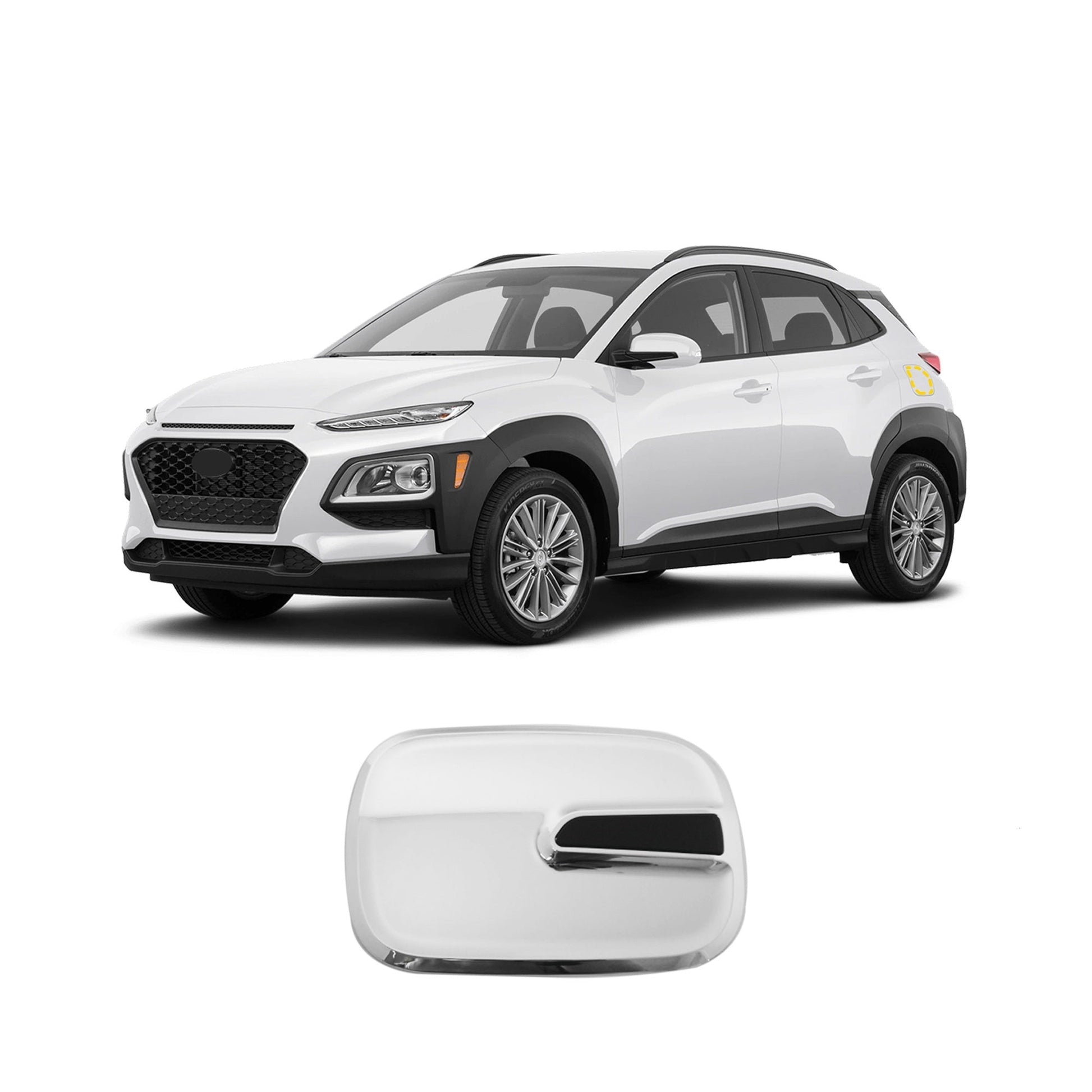 B3770 - Fuel Gas Door Decoration Cover Trim for Hyundai Kona 2018-2022 (1PC) Chrome Finish Tape-On Style - northernprimesupply
