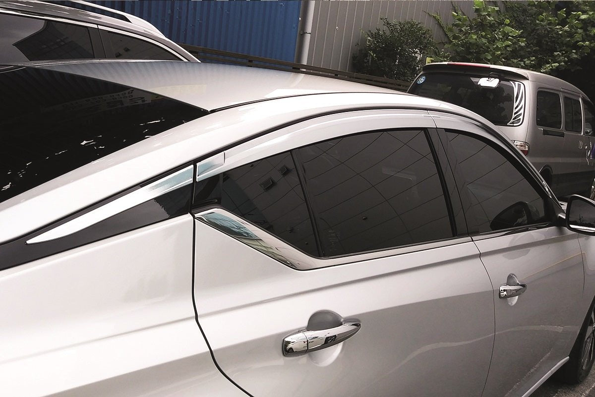 B3940 - Rain Guards for Nissan Altima 2019-2022 (6PCs) Chrome Finish Tape-On Style - northernprimesupply