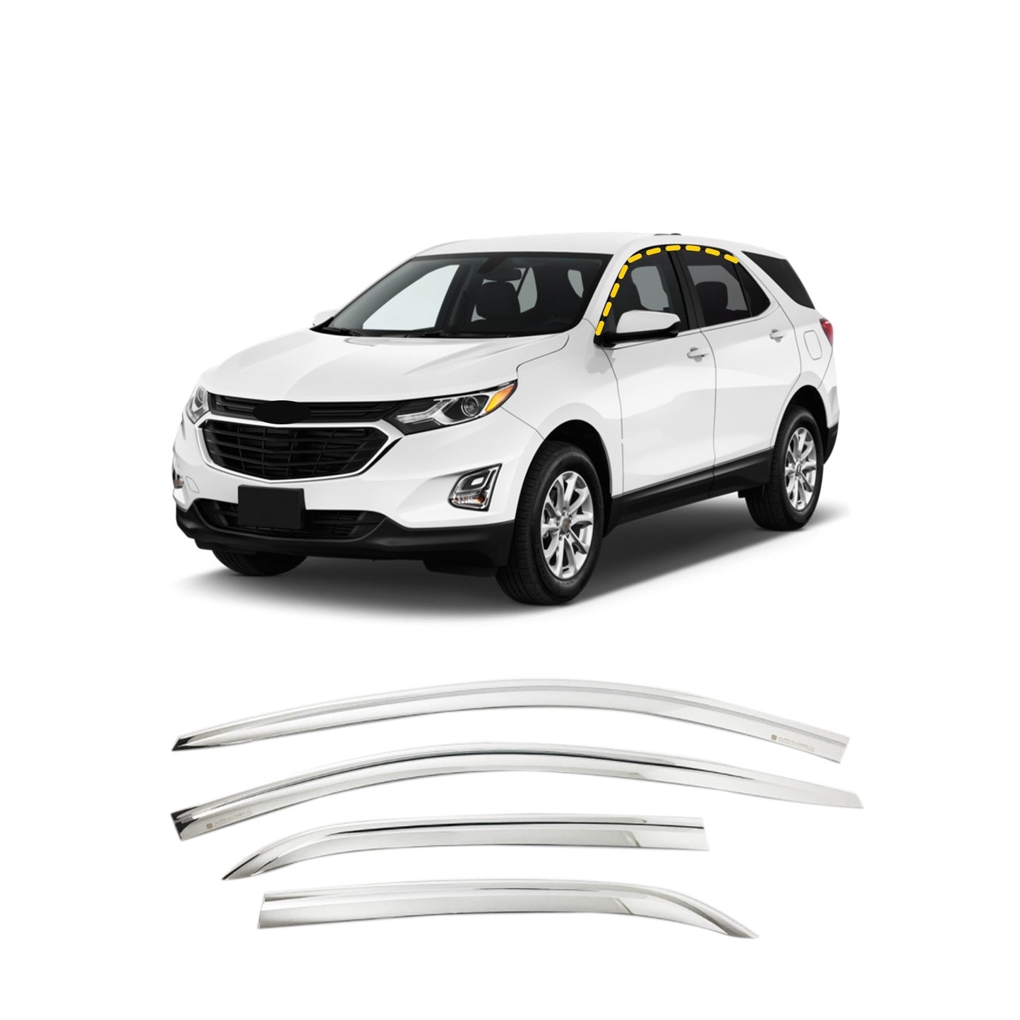 B4920 - Rain Guards for Chevrolet Equinox 2018-2022 (4PCs) Chrome Finish Tape-On Style - northernprimesupply