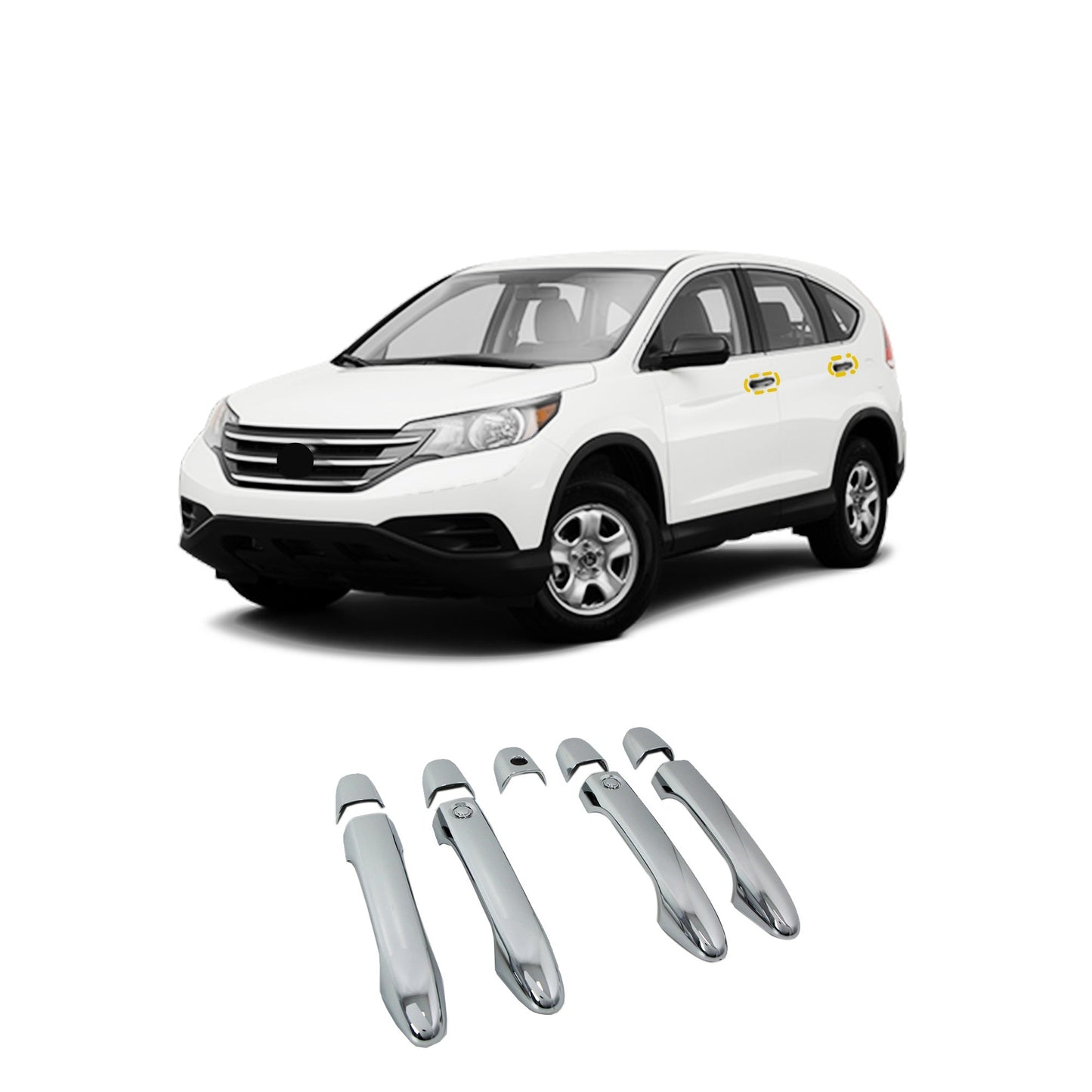 B8360 - Autoclover Exterior Door Handle Cover Trim for Honda CR-V 2012-2016 (9PCs) Chrome Finish Tape-On Style - northernprimesupply