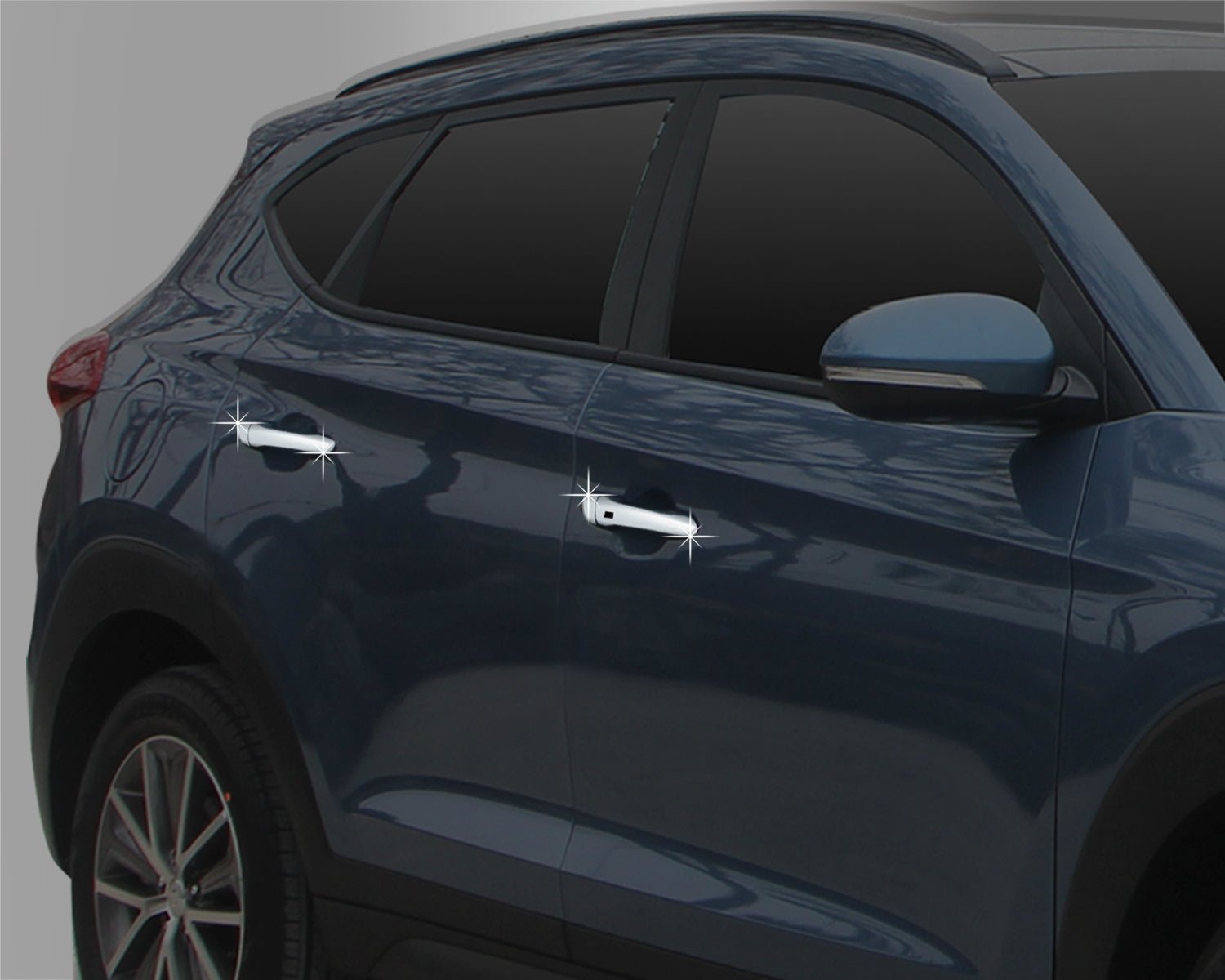 B8750 - Exterior Door Handle Cover Trim for Hyundai Tucson 2016-2021 (10PCs) Chrome Finish Tape-On Style - northernprimesupply