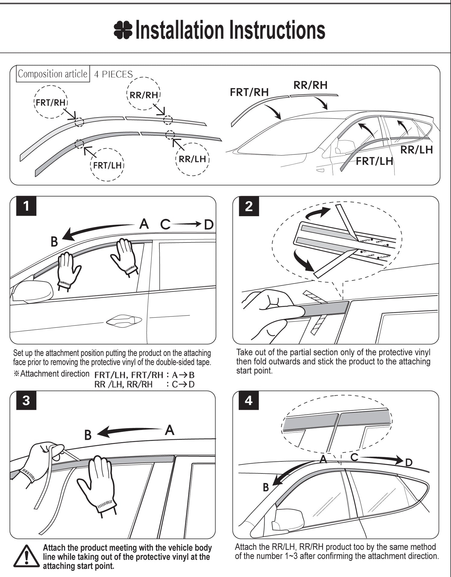 C1370 - Windows Upper Frame Sill Molding Cover Trim for Hyundai Tucson 2016-2021 (6PCs) Chrome Finish Tape-On Style - northernprimesupply