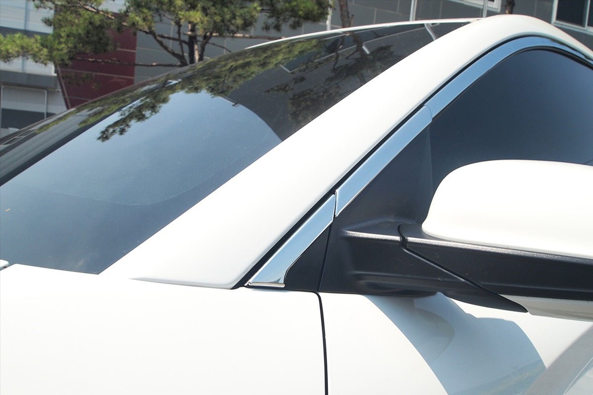 C1420 - Windows Upper Frame Sill Molding Cover Trim for Hyundai Kona 2018-2022 (8PCs) Chrome Finish Tape-On Style - northernprimesupply