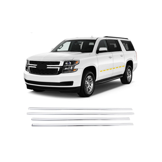 C2360 - Body Side Molding Cover Trim for Chevrolet Suburban 2015-2020 (4PCs) Chrome Finish Tape-On Style - northernprimesupply