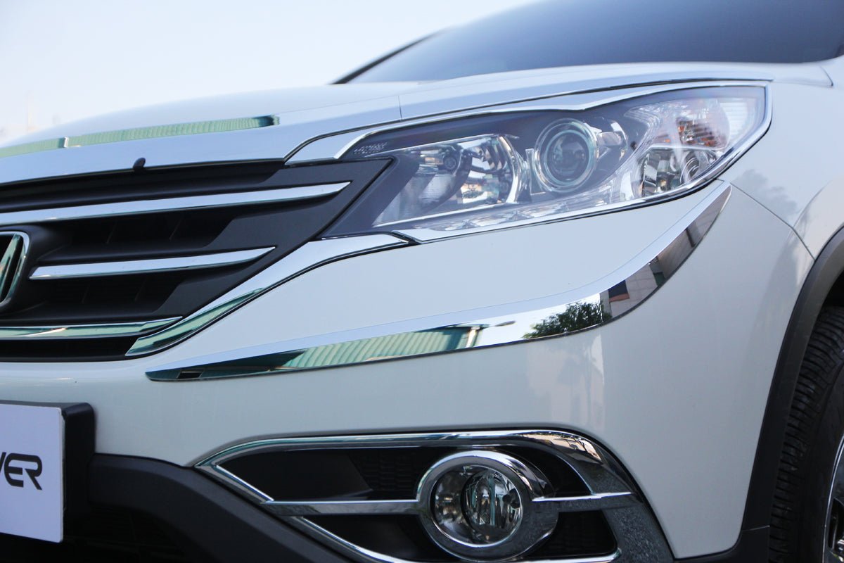 C3380 - Front & Rear Bumper Corner Protector Guard for Honda CR-V 2012-2014 (4PCs) Chrome Finish Tape-On Style - northernprimesupply