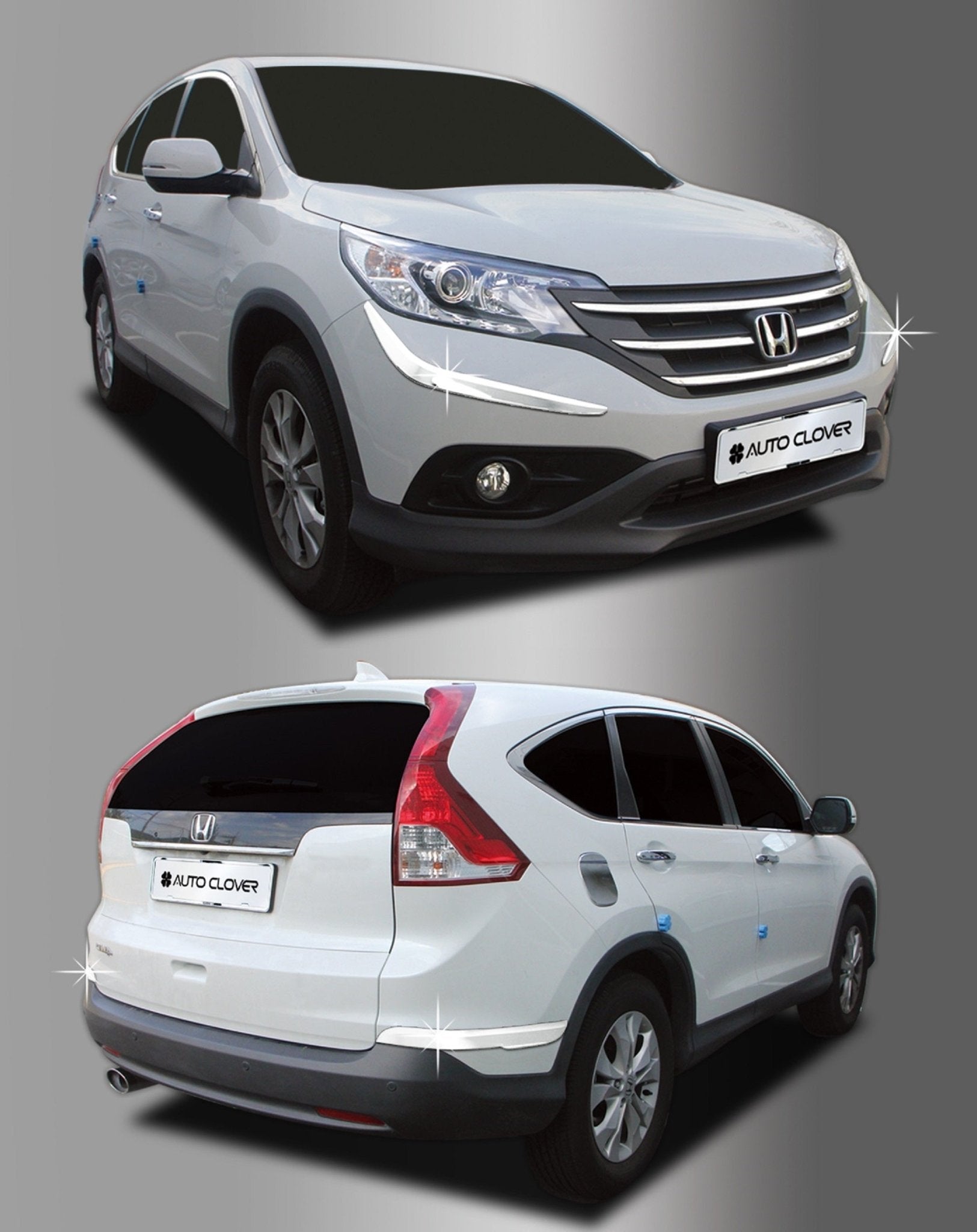 C3380 - Front & Rear Bumper Corner Protector Guard for Honda CR-V 2012-2014 (4PCs) Chrome Finish Tape-On Style - northernprimesupply