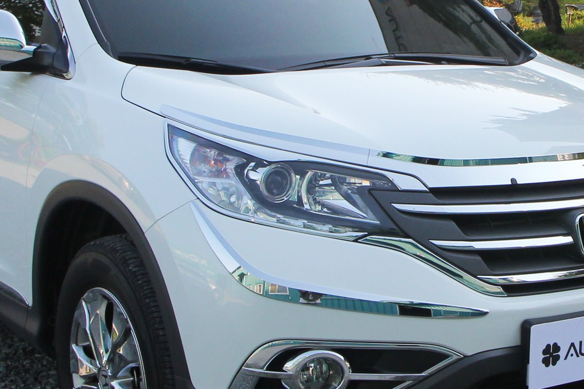 C4640 - Headlights Cover Trim for Honda CR-V 2012-2014 (4PCs) Chrome Finish Tape-On Style - northernprimesupply