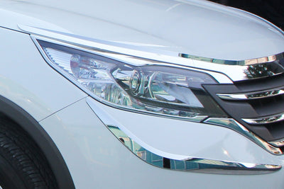 C4640 - Headlights Cover Trim for Honda CR-V 2012-2014 (4PCs) Chrome Finish Tape-On Style - northernprimesupply