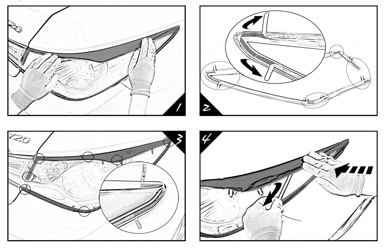 C4640 - Headlights Cover Trim for Honda CR-V 2012-2014 (4PCs) Chrome Finish Tape-On Style - northernprimesupply