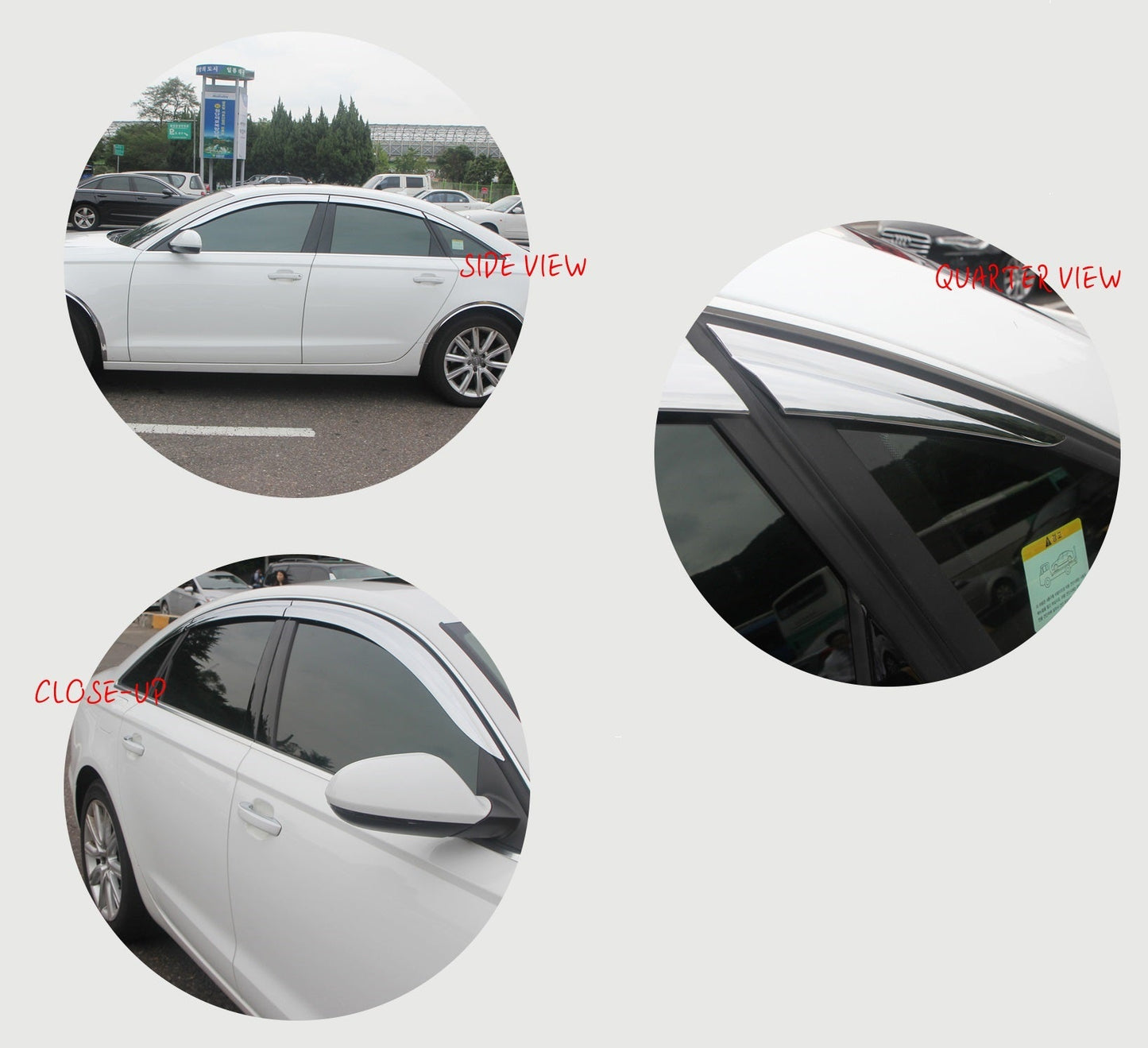 C5600 - Rain Guards for Audi A6 Sedan 2012-2018 (6PCs) Chrome Tape-On Style - northernprimesupply