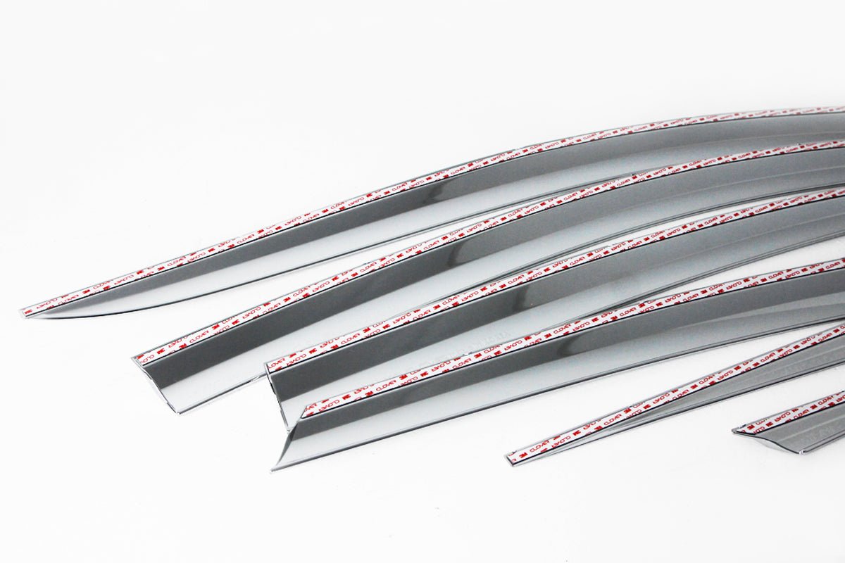 C5680 - Rain Guards for Hyundai Sonata 2015-2019 (6PCs) Chrome Finish Tape-On Style - northernprimesupply