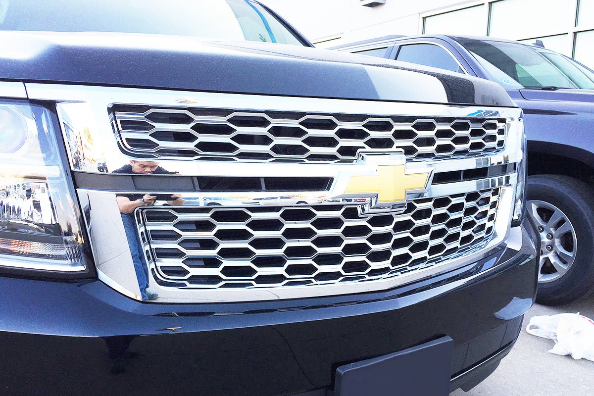 C7460 - Grille Insert Overlay for Chevrolet Tahoe 2015-2020 (2PCs) Chrome Finish Tape-On Style - northernprimesupply