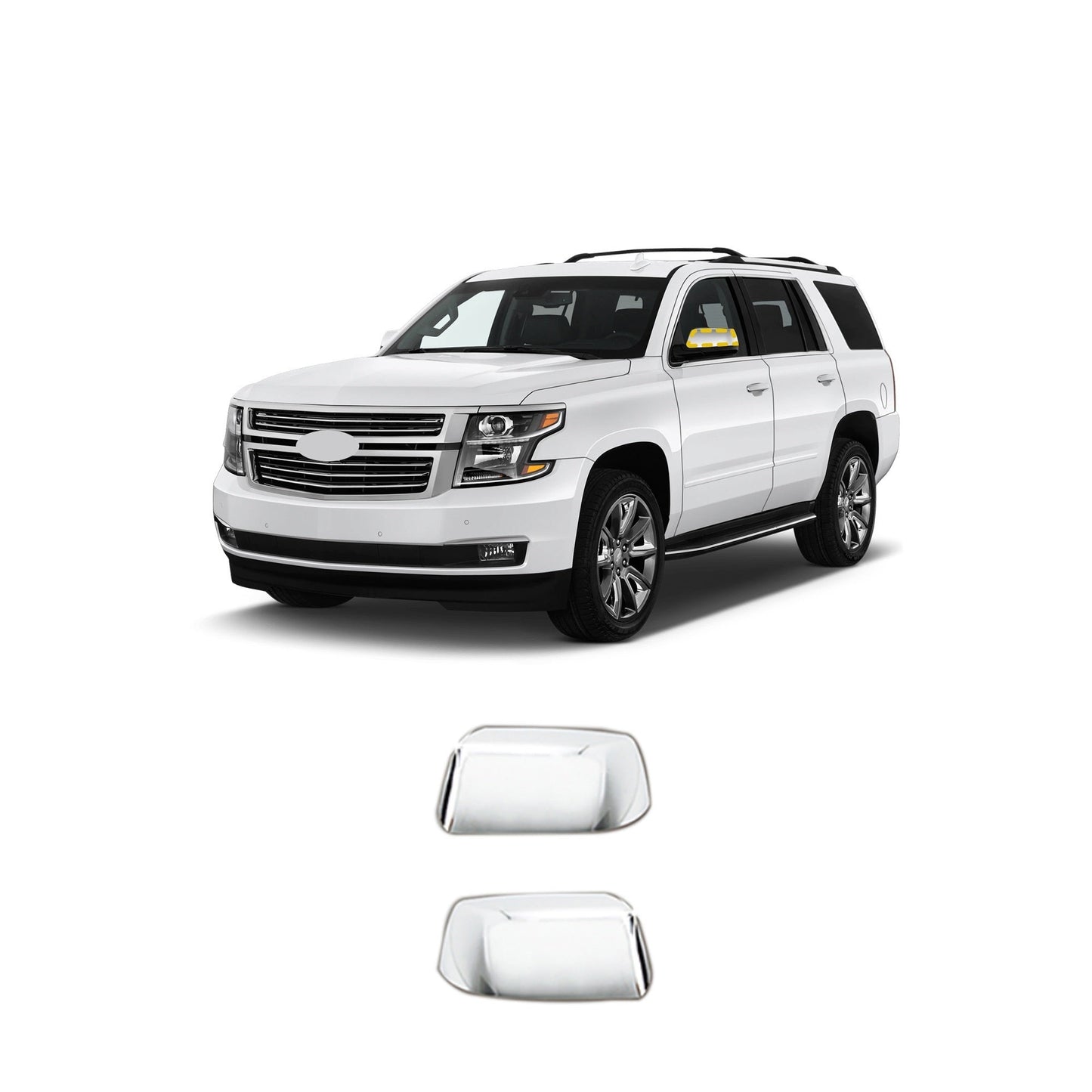 C8342 - Autoclover Door Side Mirror Cover (Without LED) for GMC Yukon 2015-2020 (2PCs) Chrome Finish Tape-On Style - northernprimesupply