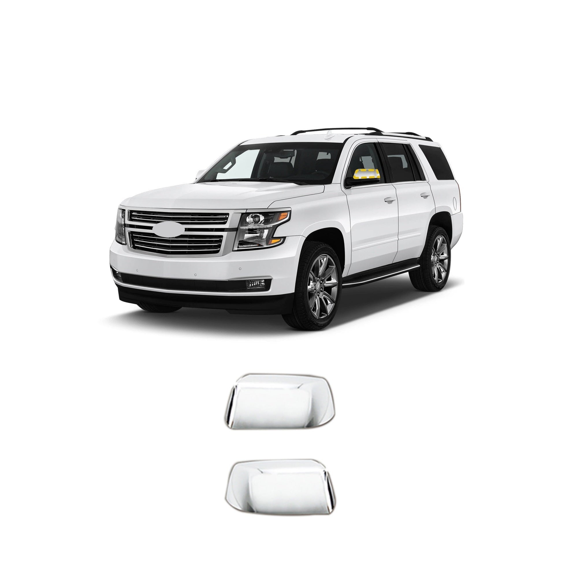 C8342 - Autoclover Door Side Mirror Cover (Without LED) for GMC Yukon 2015-2020 (2PCs) Chrome Finish Tape-On Style - northernprimesupply