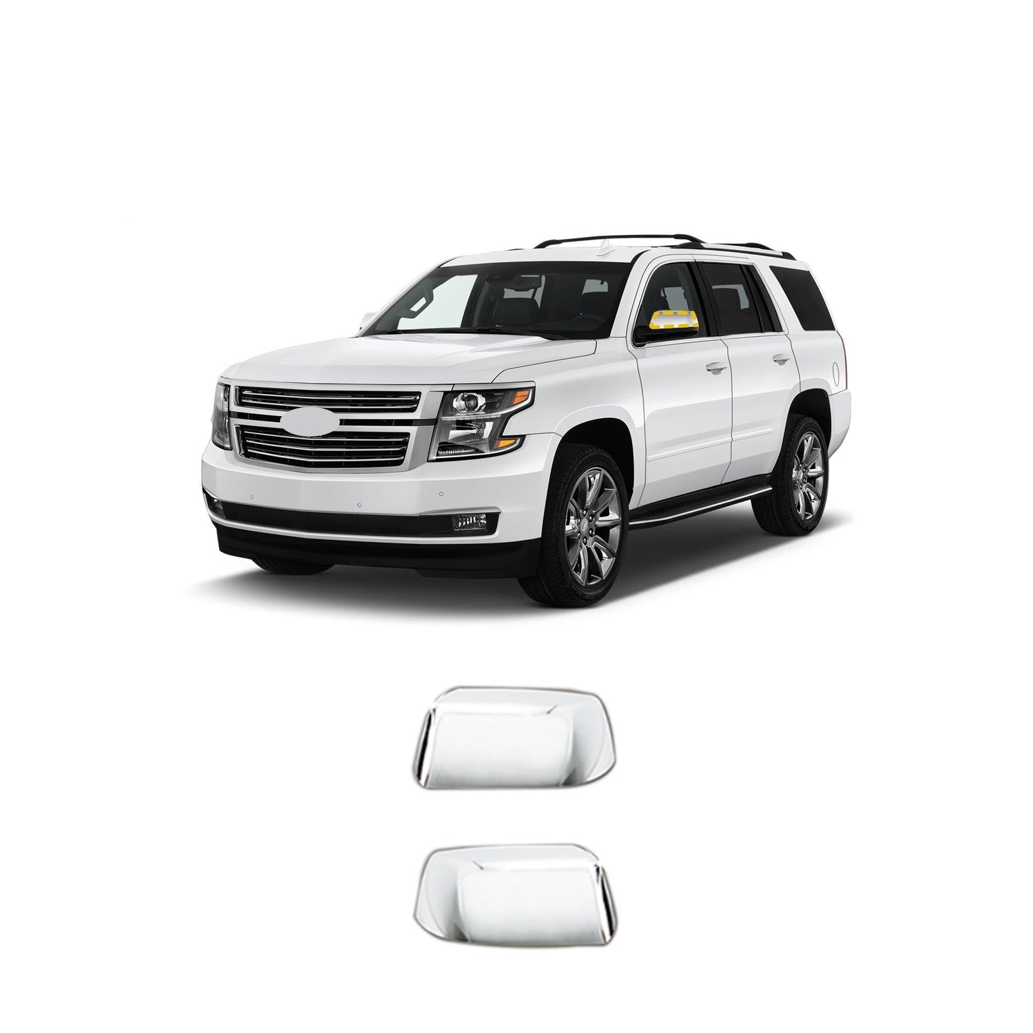 C8343 - Autoclover Door Side Mirror Cover (Without LED) for GMC Yukon XL 2015-2020 (2PCs) Chrome Finish Tape-On Style - northernprimesupply