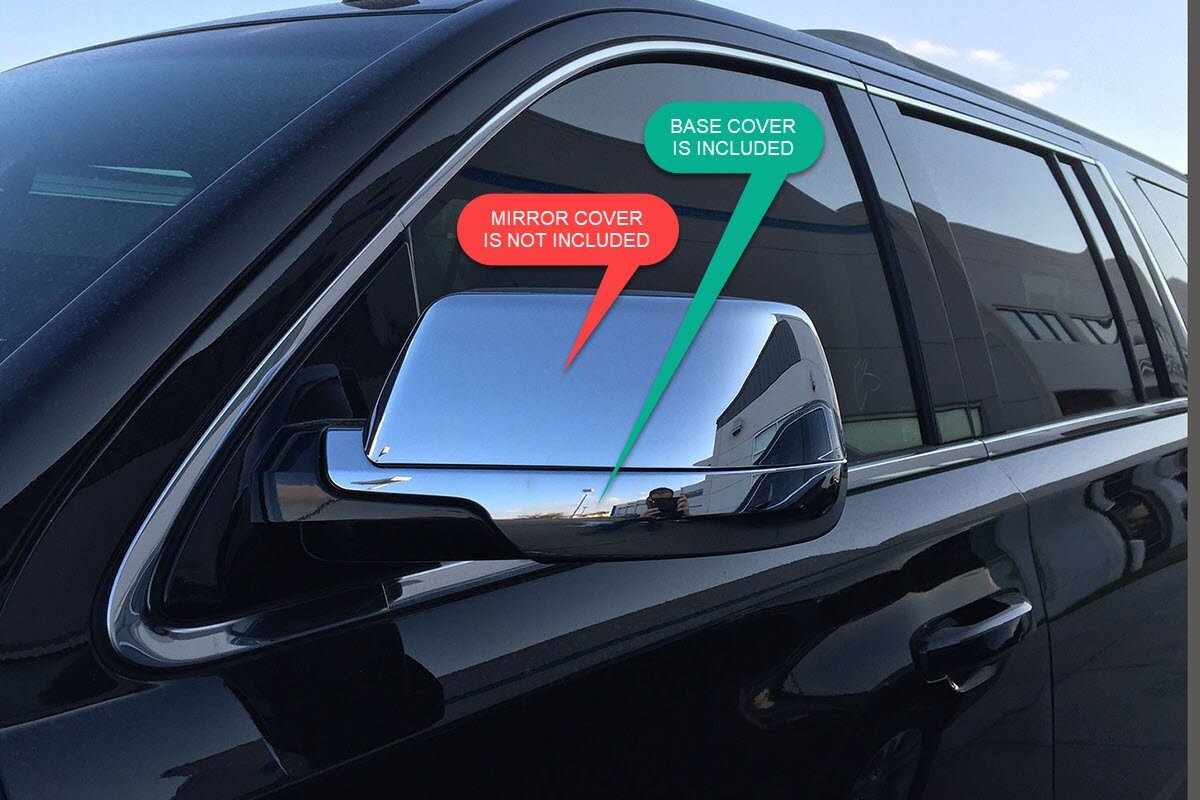 C8524 - Autoclover Door Side Mirror Base Cover (Lower) for GMC Yukon Denali 2015-2020 (4PCs) Chrome Finish Tape-On Style - northernprimesupply