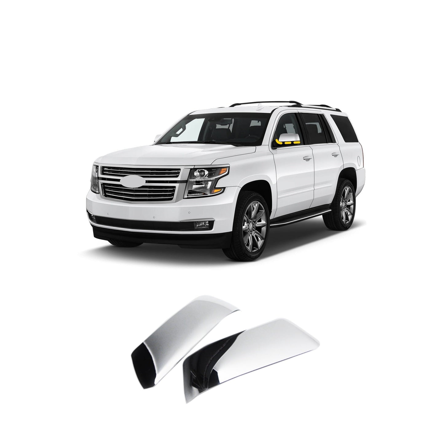 C8524 - Autoclover Door Side Mirror Base Cover (Lower) for GMC Yukon Denali 2015-2020 (4PCs) Chrome Finish Tape-On Style - northernprimesupply