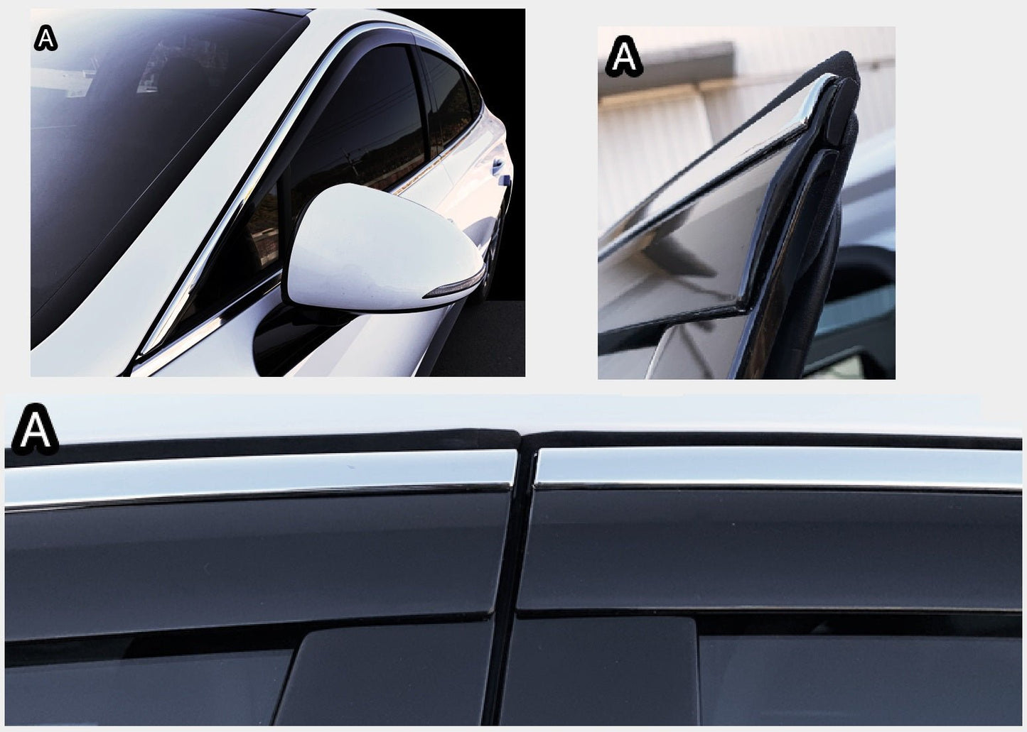 C9820 - Rain Guards for Hyundai Sonata 2020-2022 (6PCs) Black with Chrome Line Tape-On Style - northernprimesupply