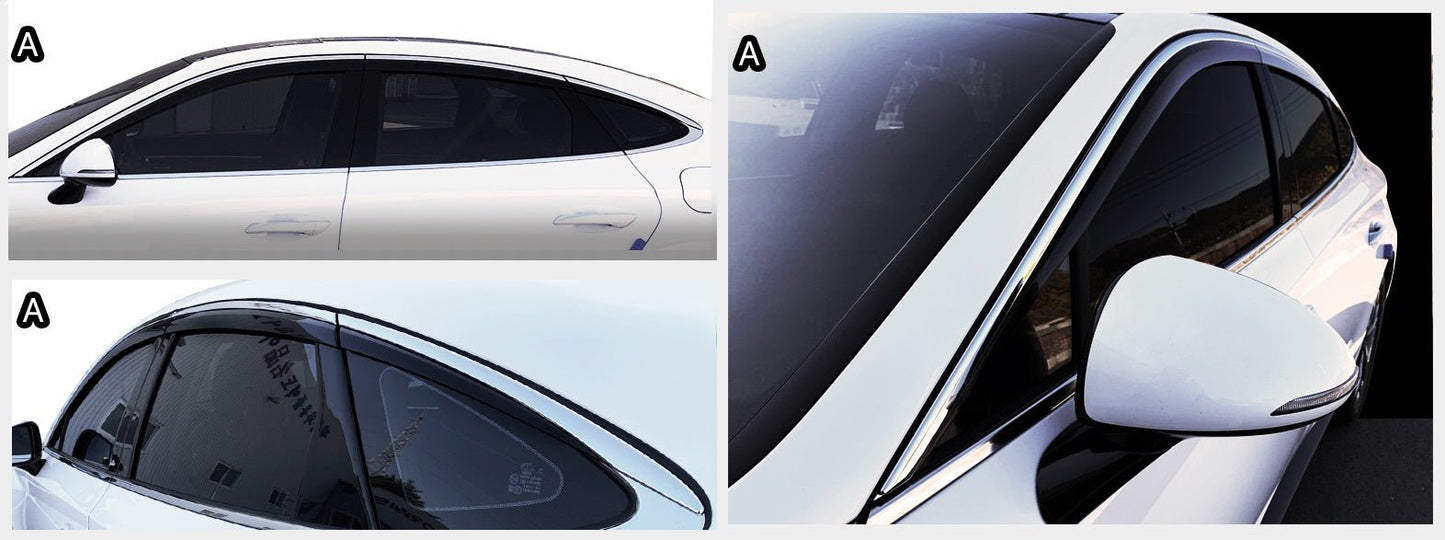 C9820 - Rain Guards for Hyundai Sonata 2020-2022 (6PCs) Black with Chrome Line Tape-On Style - northernprimesupply