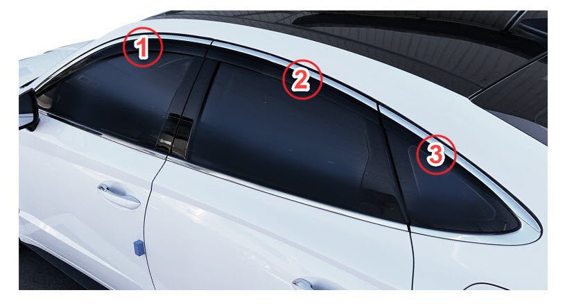 C9820 - Rain Guards for Hyundai Sonata 2020-2022 (6PCs) Black with Chrome Line Tape-On Style - northernprimesupply