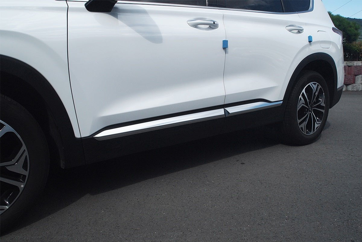 C9880 - Body Side Molding Cover Trim for Hyundai Santa Fe 2019-2020 (8PCs) Chrome Finish Tape-On Style - northernprimesupply