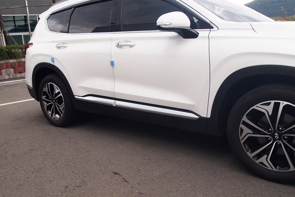 C9880 - Body Side Molding Cover Trim for Hyundai Santa Fe 2019-2020 (8PCs) Chrome Finish Tape-On Style - northernprimesupply