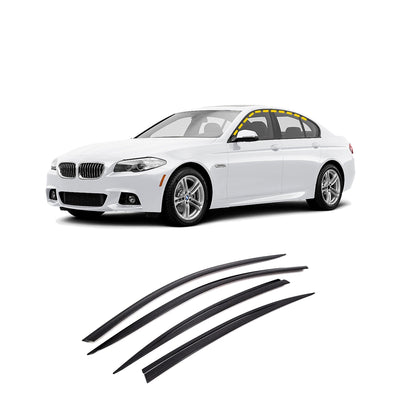 D0500 - Autoclover Rain Guards for BMW 5-Series Sedan 2011-2016 (4PCs) Black Tape-On Style - northernprimesupply