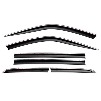 D0800 - Rain Guards for Nissan Rogue 2014-2020 (6PCs) Smoke Tinted Tape-On Style - northernprimesupply