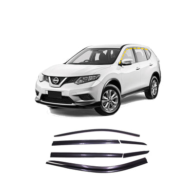 D0801 - Rain Guards for Nissan X-Trail 2014-2020 (6PCs) Smoke Tinted Tape-On Style - northernprimesupply
