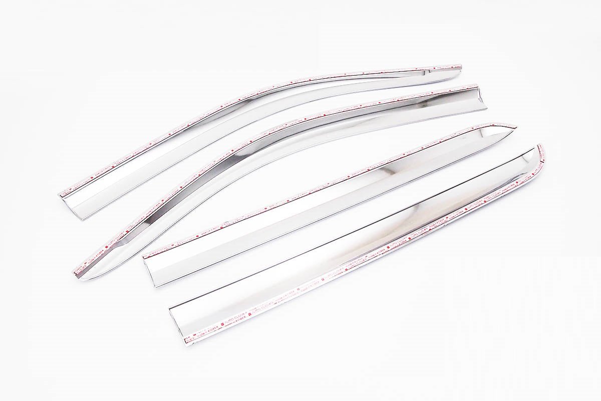 D6244 - Rain Guards for GMC Sierra 1500 2014-2018 (4PCs) Chrome Finish Tape-On Style - northernprimesupply