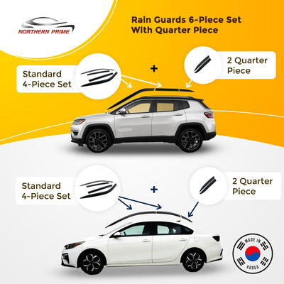 D6310 - Autoclover Rain Guards for Hyundai Santa Fe Sport 2013-2018 (6PCs) Chrome Finish Tape-On Style - northernprimesupply