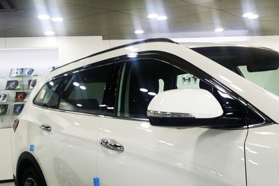 D6420 - Rain Guards for Hyundai Santa Fe (LWB/XL) 2014-2018 (6PCs) Chrome Finish Tape-On Style - northernprimesupply