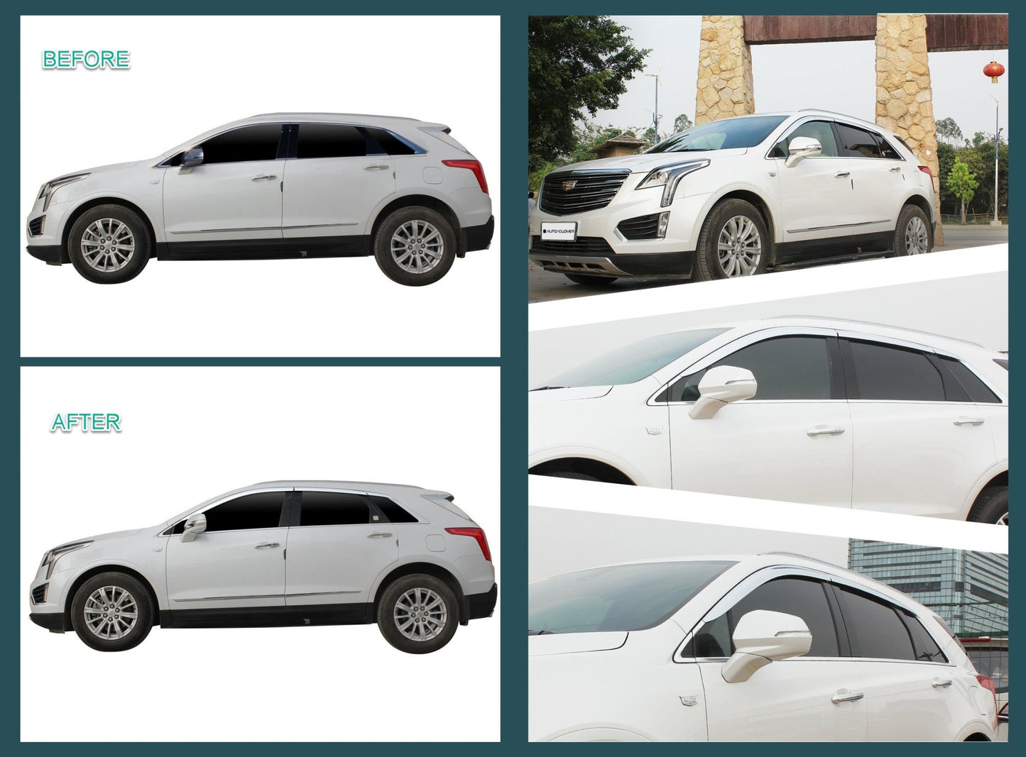 D7040 - Rain Guards for Cadillac XT5 2017-2022 (6PCs) Chrome Finish Tape-On Style - northernprimesupply