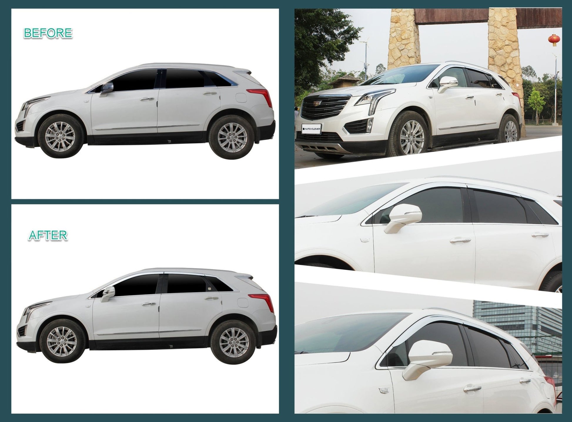 D7040 - Rain Guards for Cadillac XT5 2017-2022 (6PCs) Chrome Finish Tape-On Style - northernprimesupply