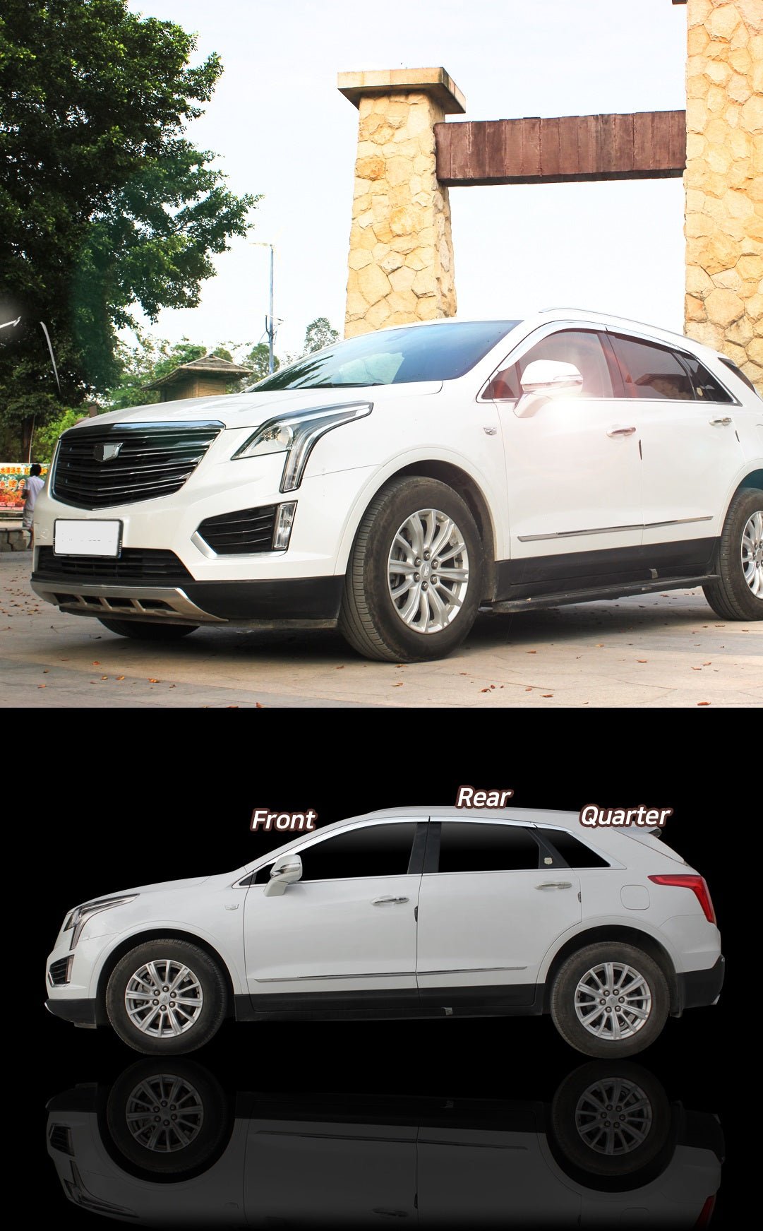 D7040 - Rain Guards for Cadillac XT5 2017-2022 (6PCs) Chrome Finish Tape-On Style - northernprimesupply