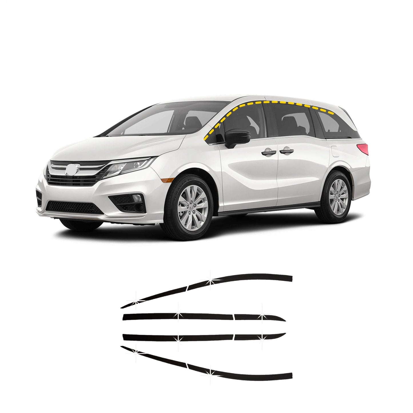 D7310 - Autoclover Rain Guards for Honda Odyssey 2013-2021 (6PCs) Smoke Tinted Tape-On Style - northernprimesupply