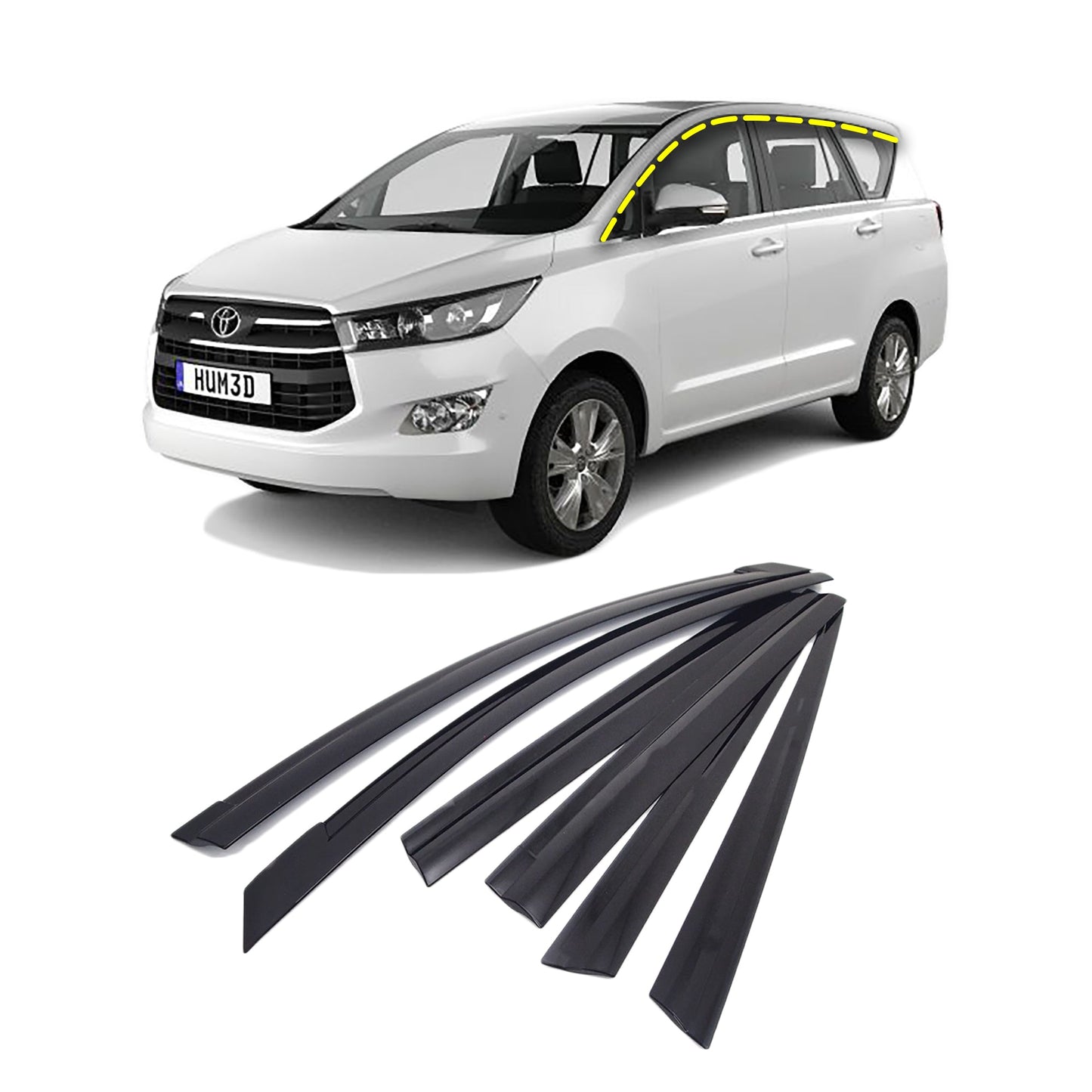 D7430 - Rain Guards for Toyota Innova 2016-2021 (6PCs) Smoke Tinted Tape-On Style - northernprimesupply