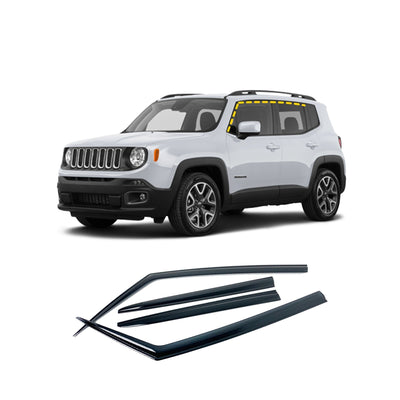 D7550 - Autoclover Rain Guards for Jeep Renegade 2015-2022 (4PCs) Smoke Tinted Tape-On Style - northernprimesupply
