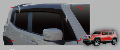 D7550 - Autoclover Rain Guards for Jeep Renegade 2015-2022 (4PCs) Smoke Tinted Tape-On Style - northernprimesupply