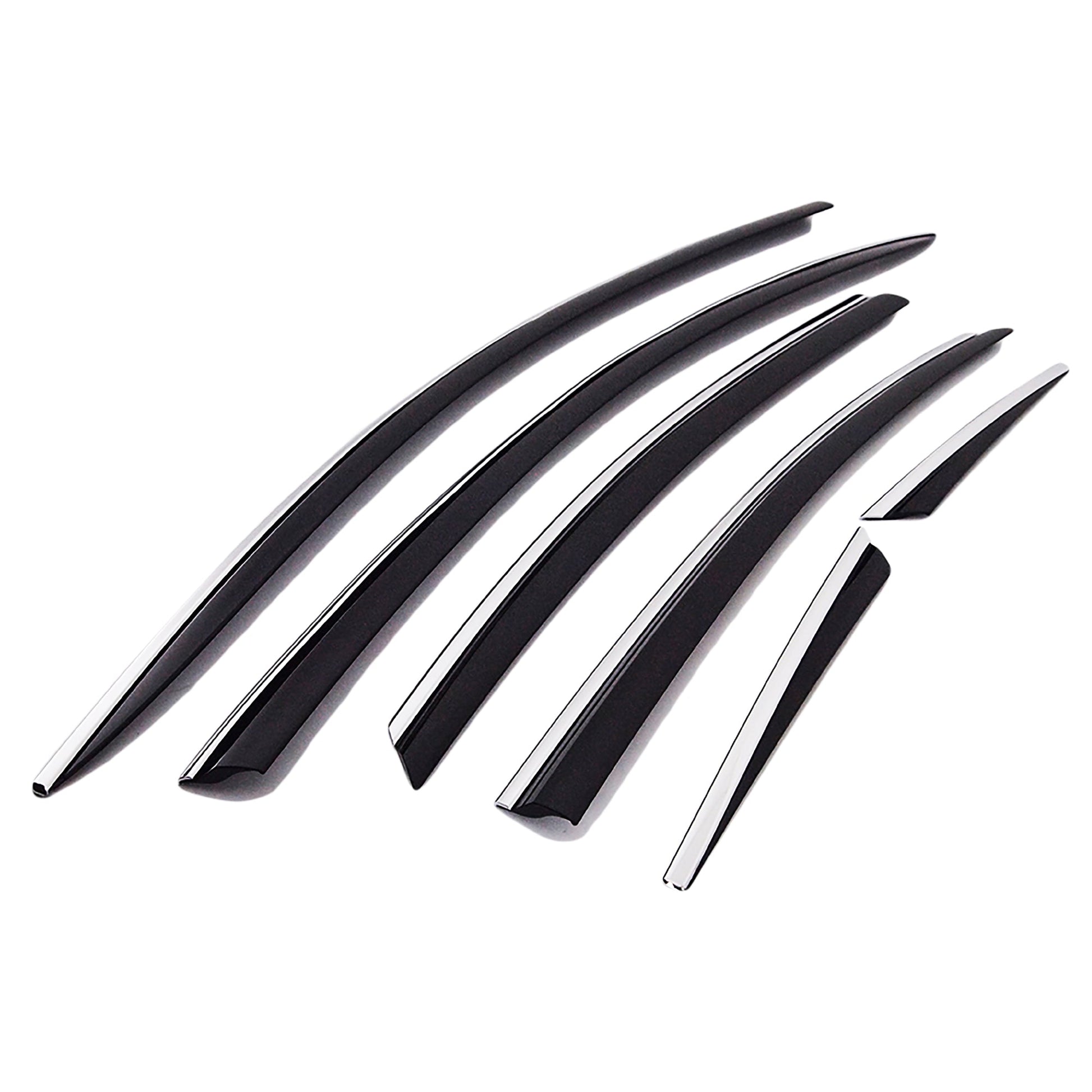 D9400 - Rain Guards for Hyundai Sonata 2015-2019 (6PCs) Black with Chrome Line Tape-On Style - northernprimesupply