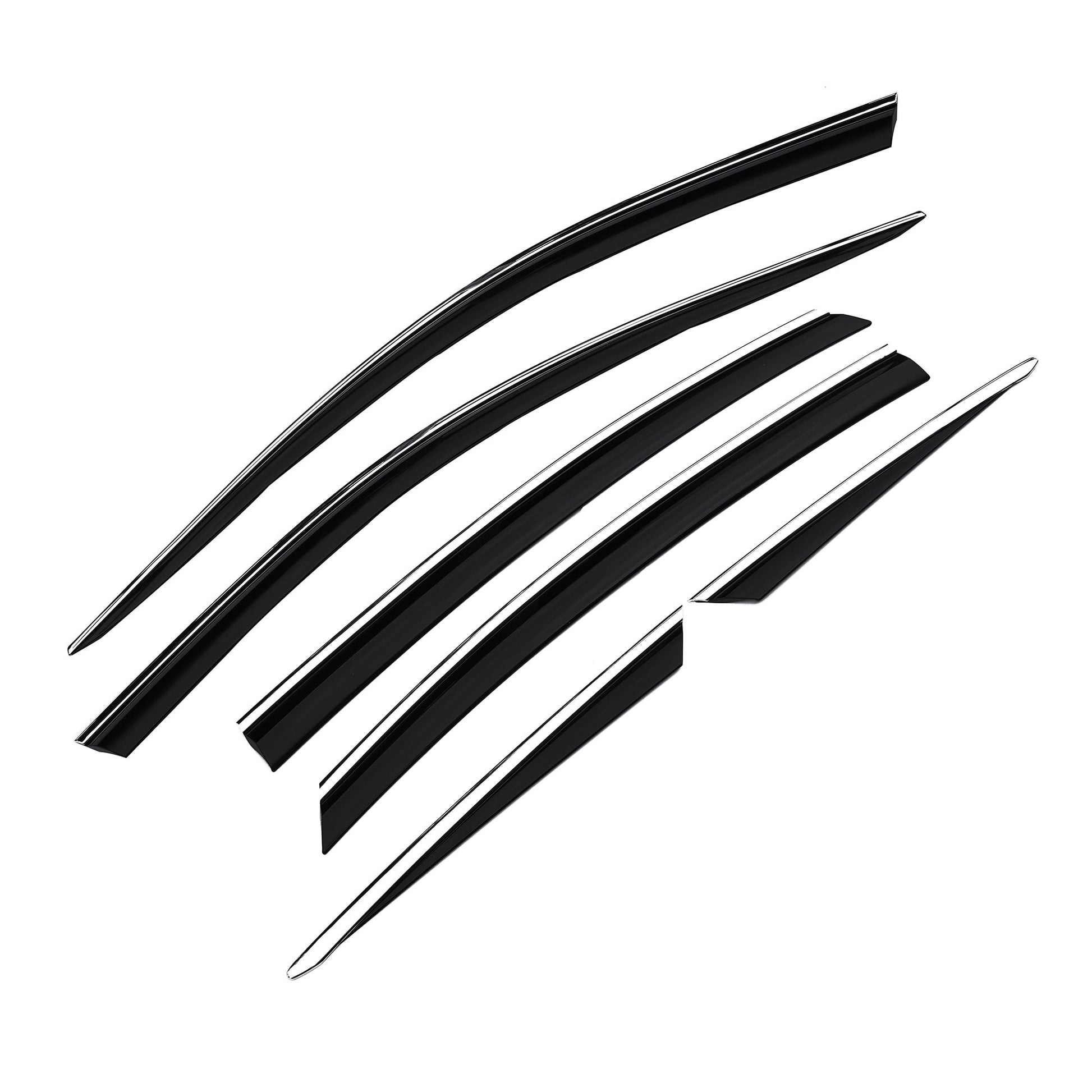 D9510 - Rain Guards for Hyundai Genesis 2015-2016 (6PCs) Black with Chrome Line Tape-On Style - northernprimesupply