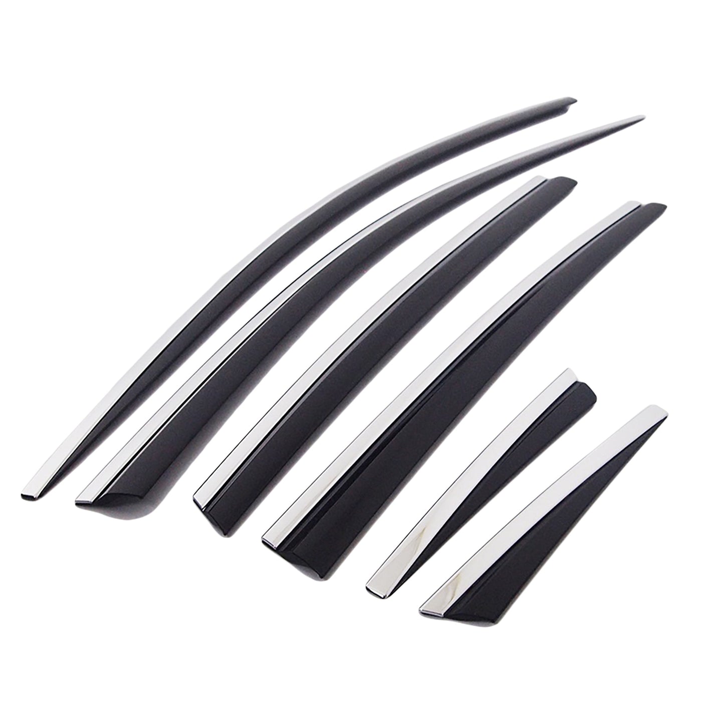 D9530 - Rain Guards for Honda CR-V 2012-2016 (6PCs) Black with Chrome Line Tape-On Style - northernprimesupply