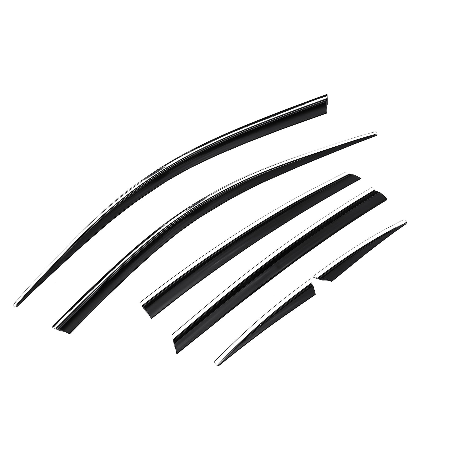 D9550 - Rain Guards for Honda CR-V 2007-2011 (6PCs) Black with Chrome Line Tape-On Style - northernprimesupply