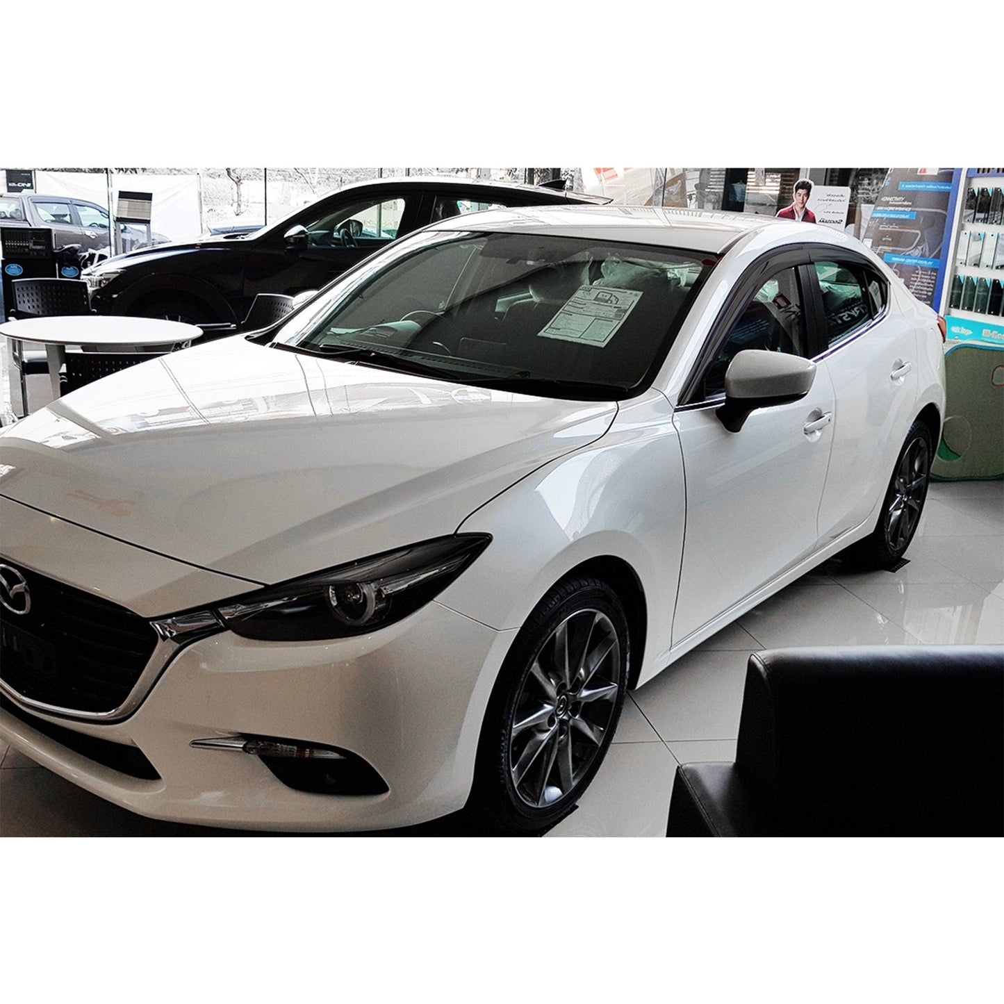 D9640 - Autoclover Rain Guards for Mazda3 Sedan 2014-2018 (4PCs) Smoke Tinted Tape-On Style - northernprimesupply