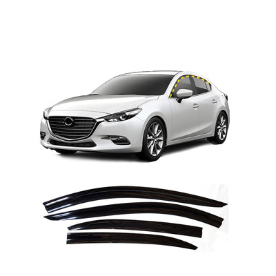 D9640 - Autoclover Rain Guards for Mazda3 Sedan 2014-2018 (4PCs) Smoke Tinted Tape-On Style - northernprimesupply