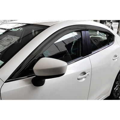 D9641 - Rain Guards for Mazda3 Hatchback 2014-2018 (4PCs) Smoke Tinted Tape-On Style - northernprimesupply