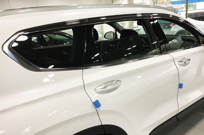 D9970 - Rain Guards for Hyundai Santa Fe 2019-2022 (6PCs) Chrome Finish Tape-On Style - northernprimesupply