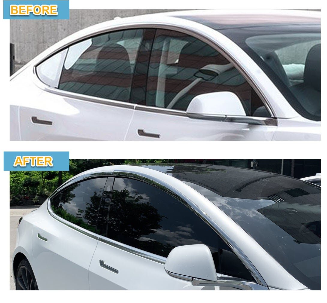 E0330 - Autoclover Rain Guards for Tesla Model3 2017-2022 (4PCs) Chrome Finish Tape-On Style - northernprimesupply