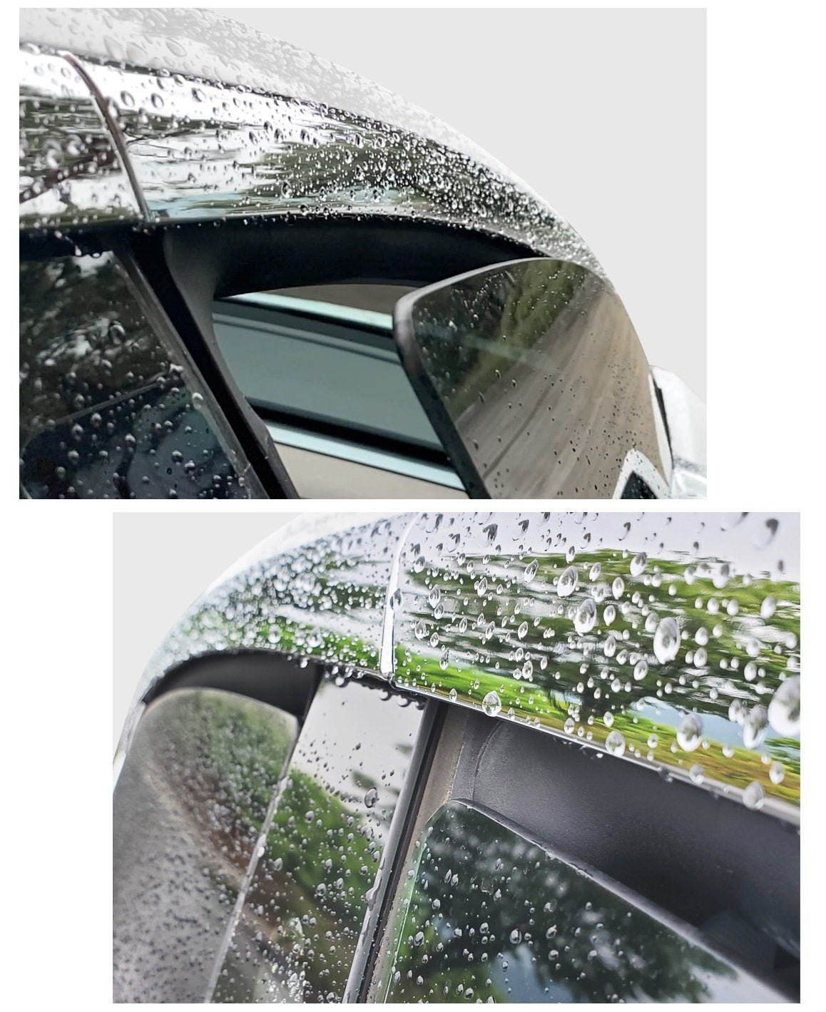 E0330 - Autoclover Rain Guards for Tesla Model3 2017-2022 (4PCs) Chrome Finish Tape-On Style - northernprimesupply